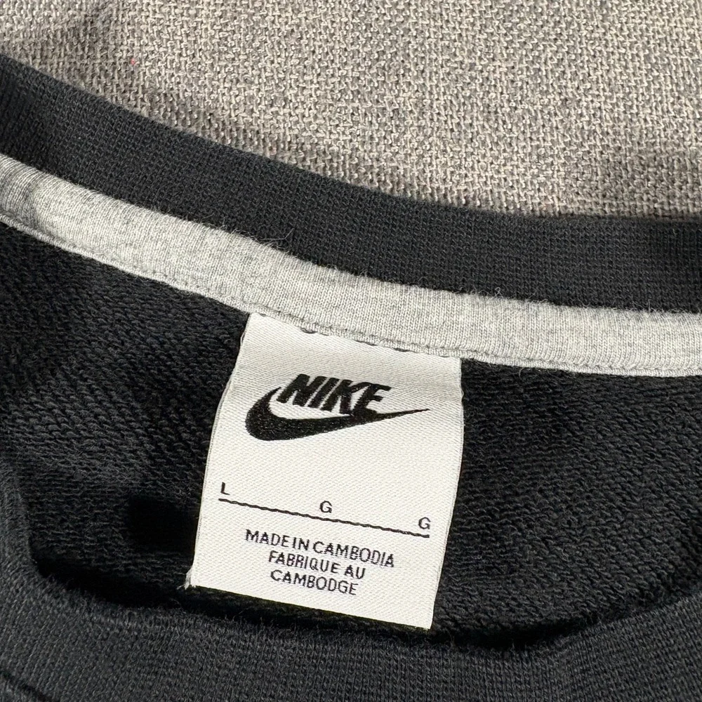 Nike Sweatshirt Mens Large Black Crewneck Swoosh Logo Fleece‎ Pullover